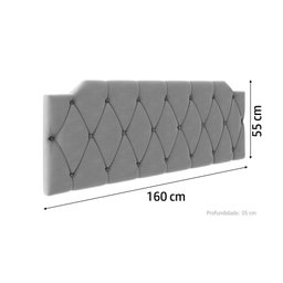Cabeceira para Cama Queen Size Casal 1,60m Estofada Cinza - Modelo Kelly - 3