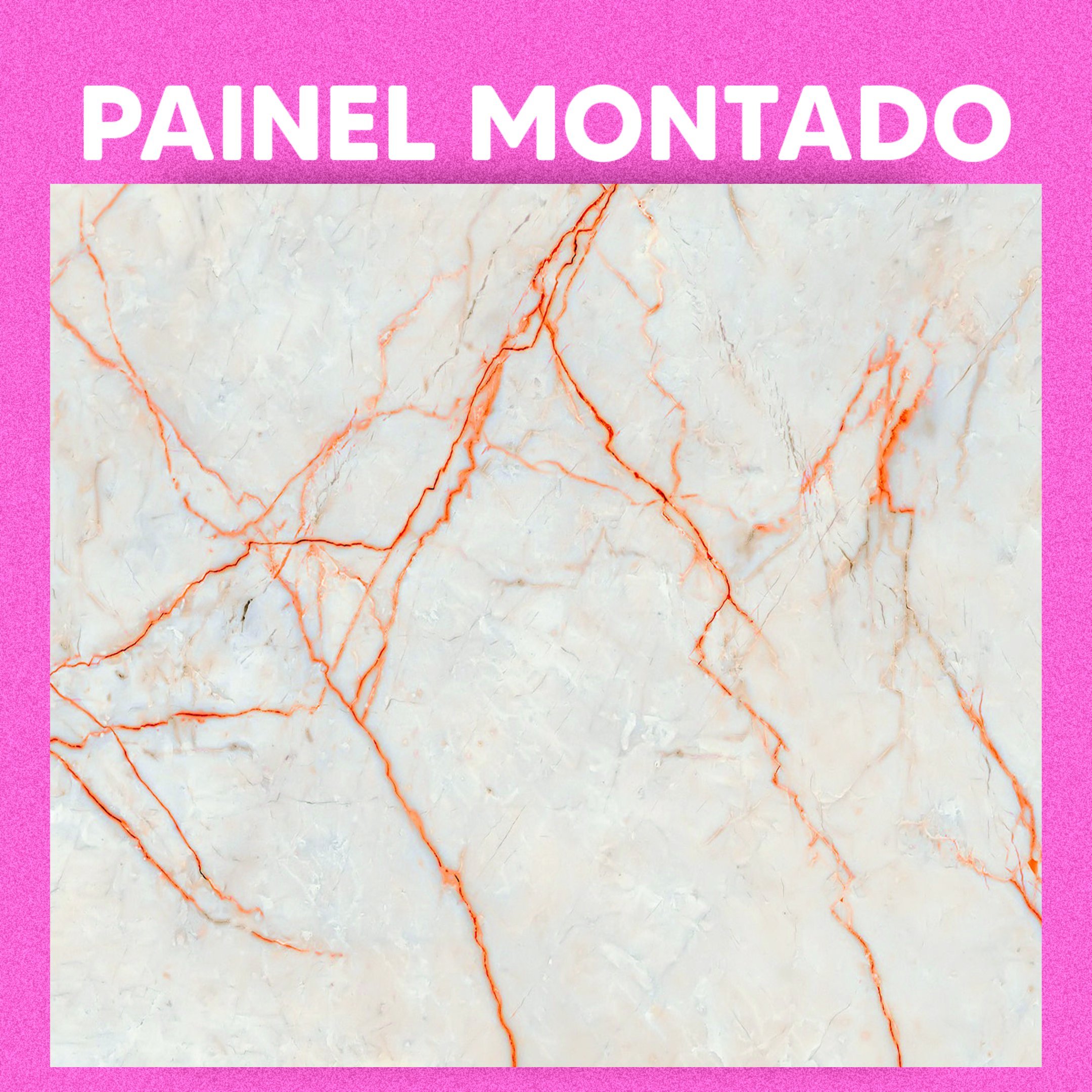 Papel de Parede Painel 3D Mármore Carrara fio Laranja 2,5M Auto Colante Lavável Revestimento - 2