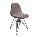 Ver imagem 4 de Mesa Jantar Londres Retangular Amêndoa 137x90 Base Preta 6 Cadeiras Estofadas Nude Médio Ferro