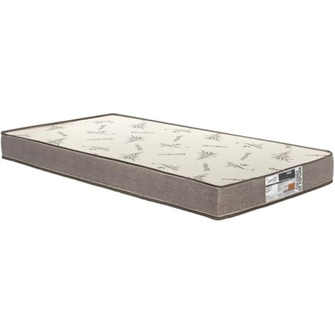 Colchão Solteiro Sensor 188x88x12 Espuma D20 Marrom Tecido Estampa Bambus