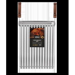 Grelha Inox Parrilla Argentina Grilazer 40x 40cm com Calha e Cabo Madeira Verniz - 1
