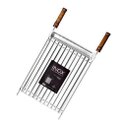 Ver imagem 2 de Grelha Inox Parrilla Argentina Grilazer 40x 40cm com Calha e Cabo Madeira Verniz
