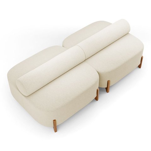 Kit 02 Sofás Ilha Orgânico Living Evo 125cm 02 Lugares Bouclê Bege - Desk Design