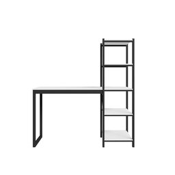 Escrivaninha Mesa Escritório Estudo Trabalho com Prateleira Branco/preto - 3