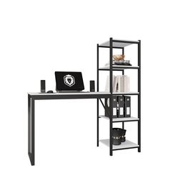 Escrivaninha Mesa Escritório Estudo Trabalho com Prateleira Branco/preto - 2