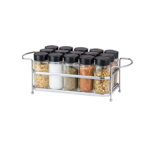 Porta Temperos Condimentos 15 Potes Vidro Suporte Cromado - Cód 08107
