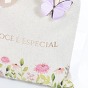 Ver imagem 3 de Sacola Ecobag 20x22 Linho Natural Presente Estampa Jardim Encantado