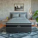 Ver imagem 2 de Cama Box Queen Couro Preto + Colchão Paris Molas Ensacadas Couro Preto/preto
