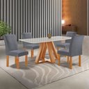 Ver imagem 1 de Mesa Kyra 120CMX90CM 4 Cadeiras Canela Tampo Smart Plus Vidro Off White