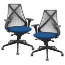 Ver imagem 1 de Kit 02 Cadeiras de Escritório Giratória Presidente Unix P03 Tela Cinza Crepe Azul - Lyam Decor
