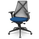 Ver imagem 5 de Kit 02 Cadeiras de Escritório Giratória Presidente Unix P03 Tela Cinza Crepe Azul - Lyam Decor