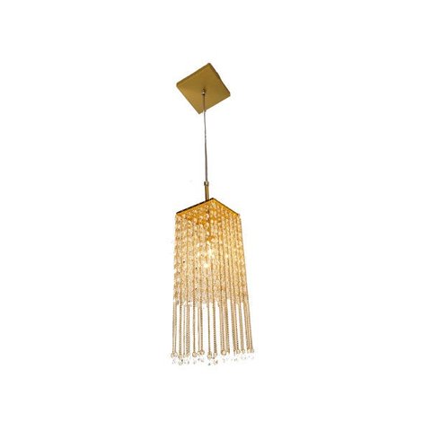 Lustre Pendente acabamento Dourado cristais e correntes asfour