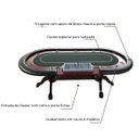 Ver imagem 2 de Mesa de Poker Profissional Retro Madeira e Couro 9 Lugares