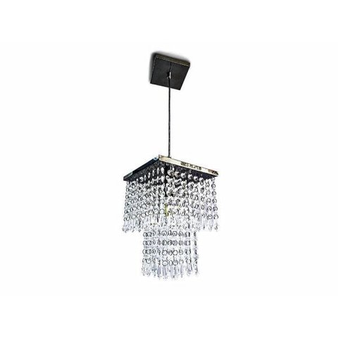 Lustre Pendente Aço Inox Cristais Acrílico Magnifico