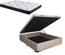 Ver imagem 1 de Cama Box Baú Casal Conforto Suede Bege + Colchão Casal Conforto Espuma D23 17x138x188