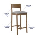 Ver imagem 2 de Banqueta Madeira Nogueira Maciça tecido Cinza Modelo Manu Altura 70cm Kit 2 unidades Poltronas do Su