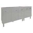 Ver imagem 1 de Armário Cozinha Gabinete Pia de 120 Cm Bruna e Balcão Jane para Forno Elétrico ou Microondas