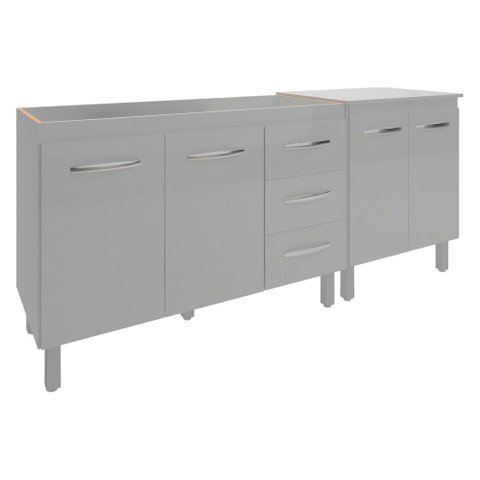 Armário Cozinha Gabinete Pia de 120 Cm Bruna e Balcão Jane para Forno Elétrico ou Microondas