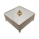 Ver imagem 1 de Caixas porta Joias luxo tira strass dourado e perolas Tampa vidro