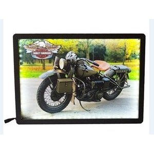 Quadro Iluminado com moldura leds retro harley davidson