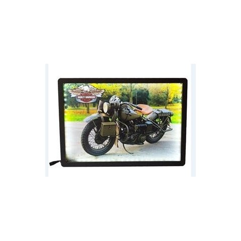 Quadro Iluminado com moldura leds retro harley davidson