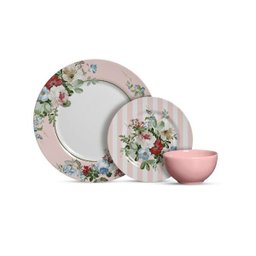 Aparelho de Jantar com 12 Peças Paris com Bowl Rosa Suave Plus - 1