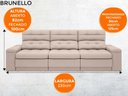 Ver imagem 2 de Sofá Brunello 2,30M Retrátil e Reclinável Velosuede Bege