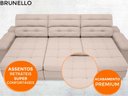 Ver imagem 4 de Sofá Brunello 2,30M Retrátil e Reclinável Velosuede Bege