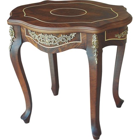 Mesa de Aproximação Clássica, com Marchetaria, Apliques Fundidos 071x056x065cm