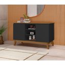 Ver imagem 1 de Aparador Buffet Sala Linhares 120cm com Pés de Madeira Preto com Nature - Rede Móveis