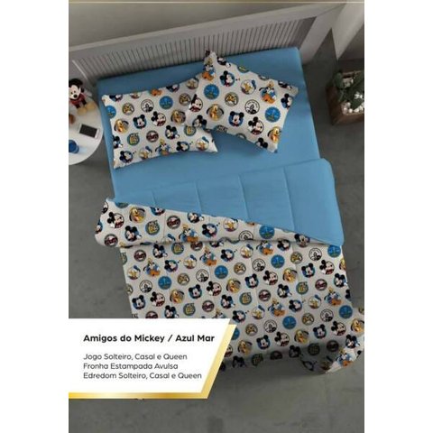 Lençol de malha solteiro 2 peças Linha Disney Mickey Mouse Amigos