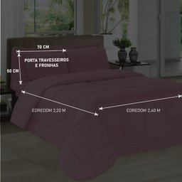 Jogo de Cama Casal 5 Peças com Edredom e Porta Travesseiros Rose Casa Dona - 4