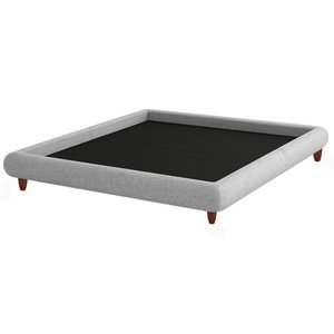 Cama Queen Base Box Pés Madeira 176cm Emma Linho Cinza Claro - Nexta Casa