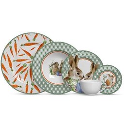 Prato Raso Pascoa Coelho Cenouras Bunny com 6 Peças 1º Linha - 4