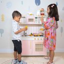 Ver imagem 2 de Kit Livro Cozinha Infantil Retro com Pia Fogão e Microondas - Rosa Bebê