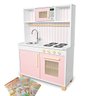 Kit Livro Cozinha Infantil Retro com Pia Fogão e Microondas - Rosa Bebê - 1