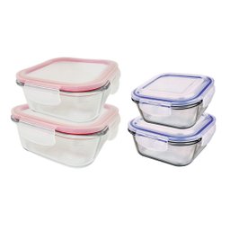 Kit Pote Refratário com Tampa Hermética e Travas Laterais 310ml e 780ml 4 Peças - Fratelli - 1