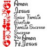 Adesivo Decorativo de Parede Palavras Sucesso Jesus Corações Gratidão Família - 2