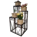 Ver imagem 1 de Floreira de Chão em Ferro Rústica Artesanal 04 Vasinhos de Flor