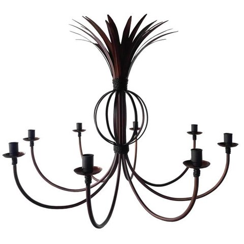 Lustre Grande Rustico Para Sala De Jantar Bola E Folhas