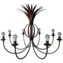 Ver imagem 5 de Lustre Grande Rustico Para Sala De Jantar Bola E Folhas