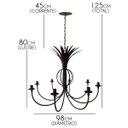 Ver imagem 2 de Pendente Grande Rustico Para Sala De Jantar Bola E Folhas Com Cúpulas