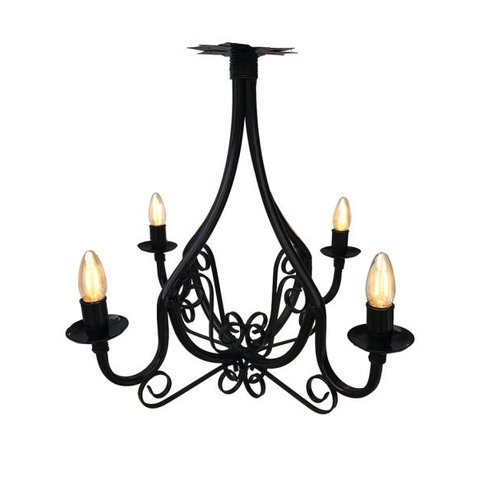 Lustre Preto Rustico Quatro Lâmpadas de Teto Decoração