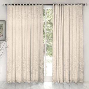 Cortina Marfim Renda C/ Forro Sala Roseiral 3,00x1,80 Alt