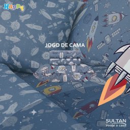 Jogo de Cama Solteiro Infantil Duplo 3 Peças Astronauta Azul Happy Day Sultan - 2