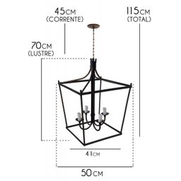 Lustre Grande Quadrado em Ferro para Decoração de Sítios e Fazendas - 2