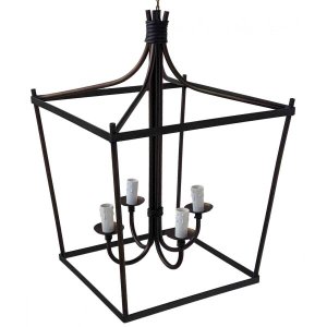 Lustre Grande Quadrado em Ferro para Decoração de Sítios e Fazendas