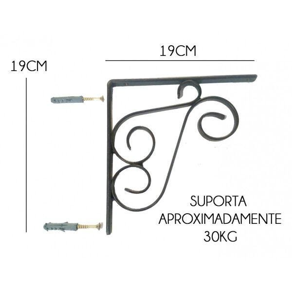 Suporte Para Prateleira Cantoneira Mao Francesa Artesanal Rustica de Ferro 19 cm