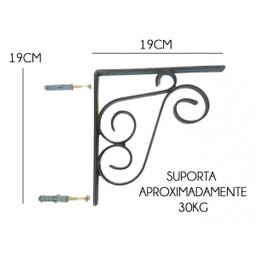 Suporte Para Prateleira Cantoneira Mao Francesa Artesanal Rustica de Ferro 19 cm - 1