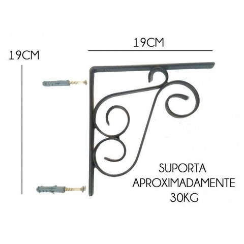Suporte Para Prateleira Cantoneira Mao Francesa Artesanal Rustica de Ferro 19 cm